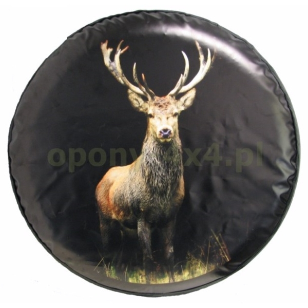 Husa roata de rezerva - print cu cerb pe fundal negru