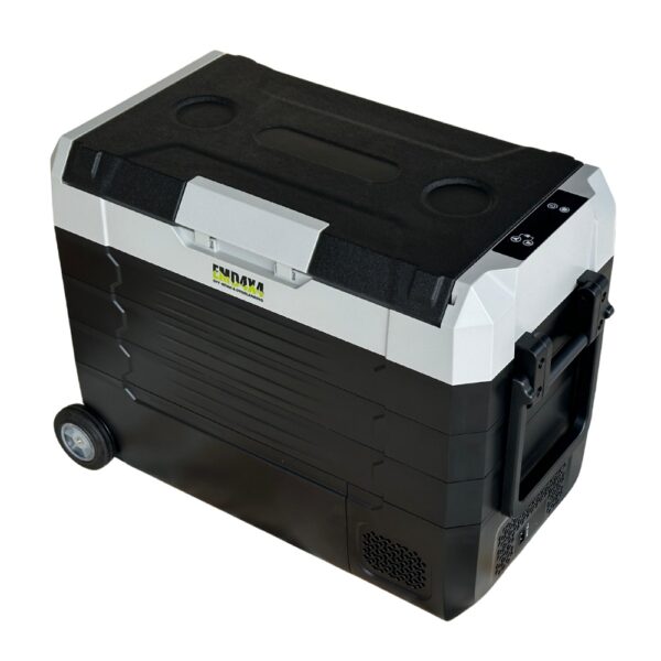 Frigider auto portabil cu roti 46.7 L, cu compresor, alimentare 12V/24V/220V, Bluetooth, control digital, -20°C +20°C EMD4x4