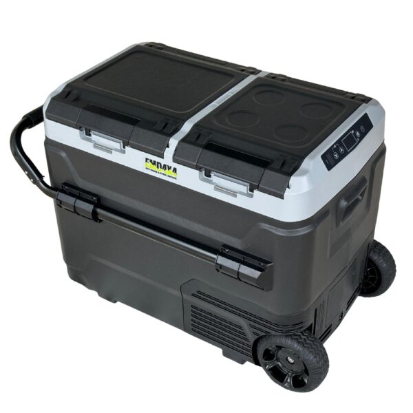 Frigider si congelator auto portabil cu roti 50 L, cu compresor, alimentare 12V/24V/220V, Bluetooth, control digital, -20°C +20°C EMD4x4