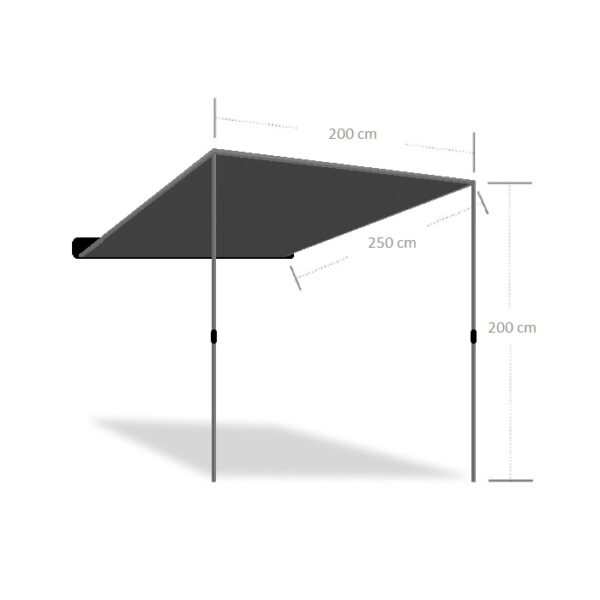 Marchiză 2.5 x 2 m cu carcasă din aluminiu, suport în formă de L, Wild Land