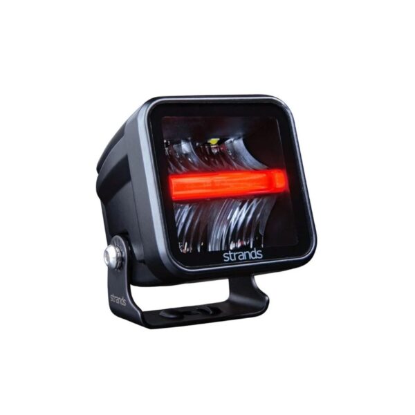 Proiector LED 72x72 mm, 40W, 4800 lm, rază 166m, fascicul larg, lumină poziție roșu și chihlimbar, carcasă aluminiu negru, lentilă clar policarbonat, suport inox, 9-35V, IP67/IP69K, Siberia Red Panda Strands