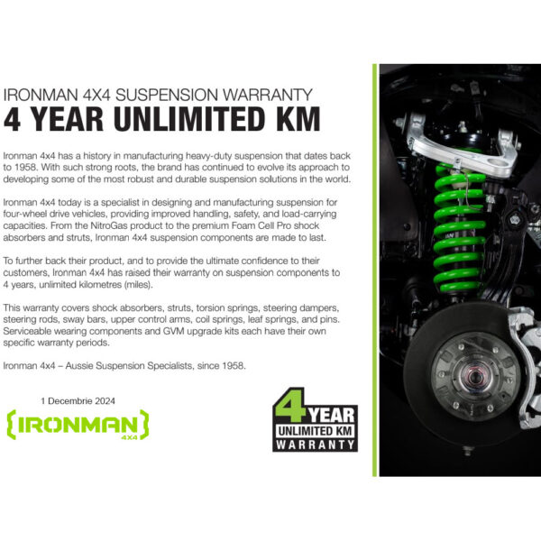 Kit complet suspensie IRONMAN 4X4 +35 mm cu amortizoare NitroGas și kit coborâre motor – Dacia Duster 1 și 2 Diesel 4x4 (2010-2023)